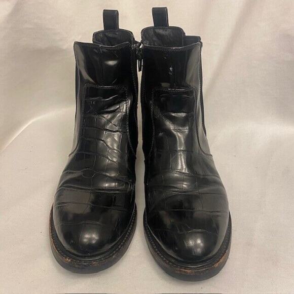 Jeffrey Campbell Womens Size 9 Black Croc Skin Black Patent Chelsea Ankle Boots - Picture 2 of 8